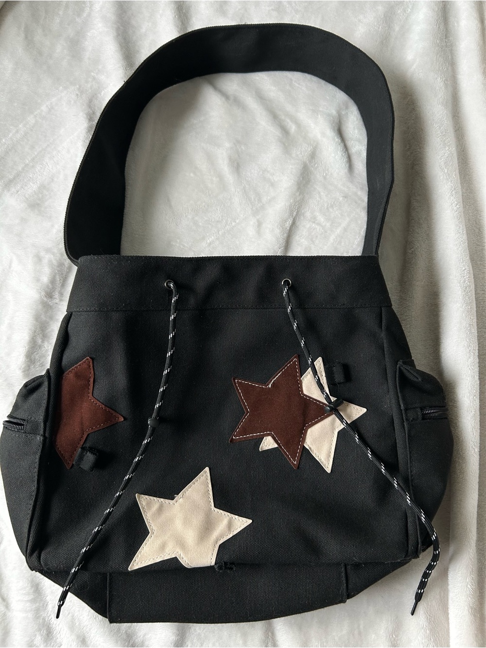 Black Star Appliqué Shoulder Bag